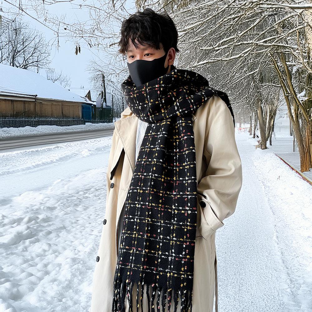 Winter Christmas red atmosphere soft waxy scarf female couple style holiday gift premium sense angola red plaid shawl