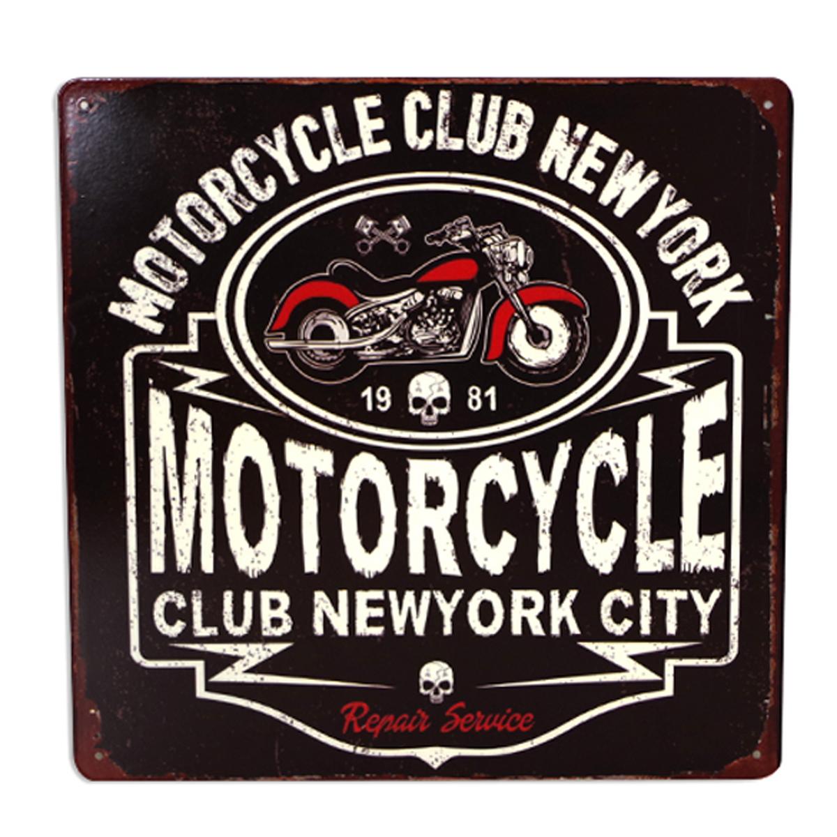 

Les Trésors De Lily [A1195] - Металлическая табличка в стиле ретро Motorcycle Club New York , винтажный черный - 30x30 см