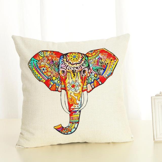 Creative Cartoon Elephant Cushion Cover Cotton Linen Elephant Printing Pillow Case For Sofa Home Decoration Almohada Zt89