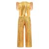 Kids Jazz Dance Costume Set Sequin Embellished Cap Sleeve V Neck Asymmetrical Hem Zip Vest with Elastic Waist Pants for Stage Competition