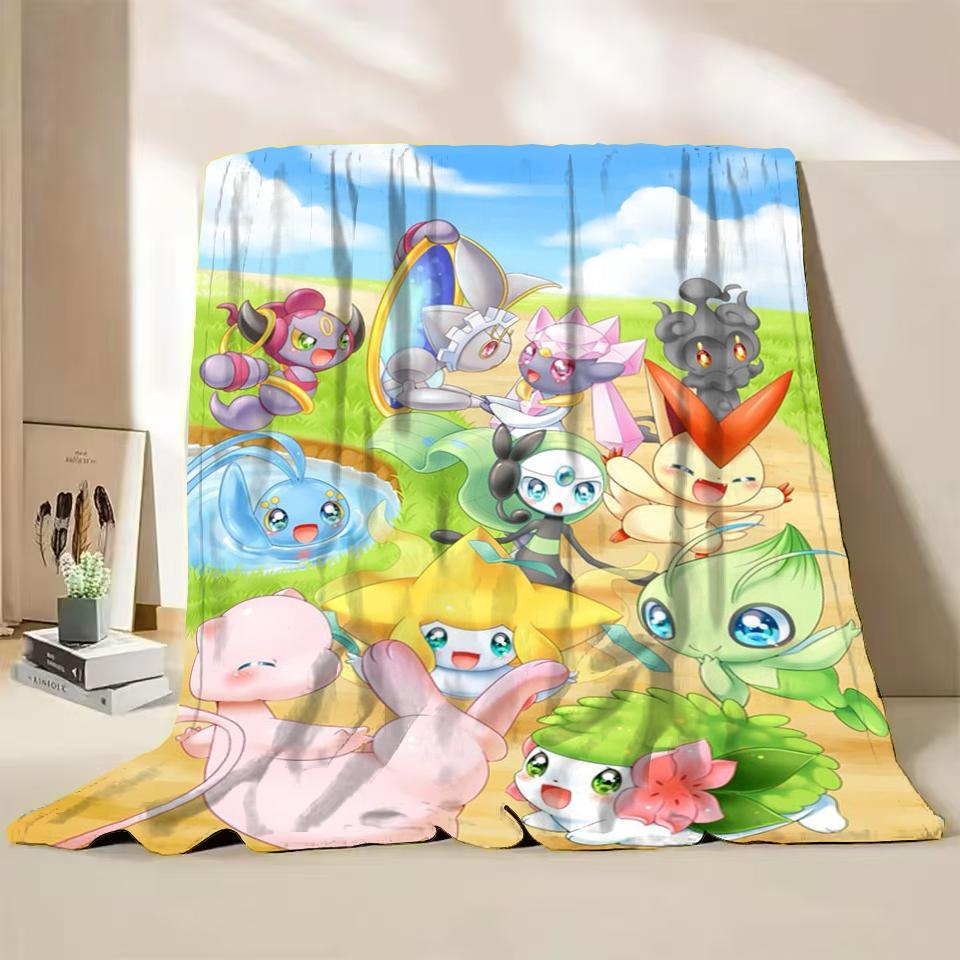 Pokemon Jirachi Cartoon Flannel Fluffy Blanket for Home Bedroom Bed Sofa Office Children Cover Adult Soft Blanket Baby Cute Gift