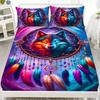 1 Stück Spannbettlaken Lila Katze Drachenaugen Spinne Gedruckt 100% Polyester Atmungsaktives Bettwäscheset für Heimdekor Ohne Kissenbezug