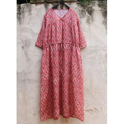Woman Spring V-Neck Niche Dress Fashion Chinese Style Casual Vintage Retro Dress