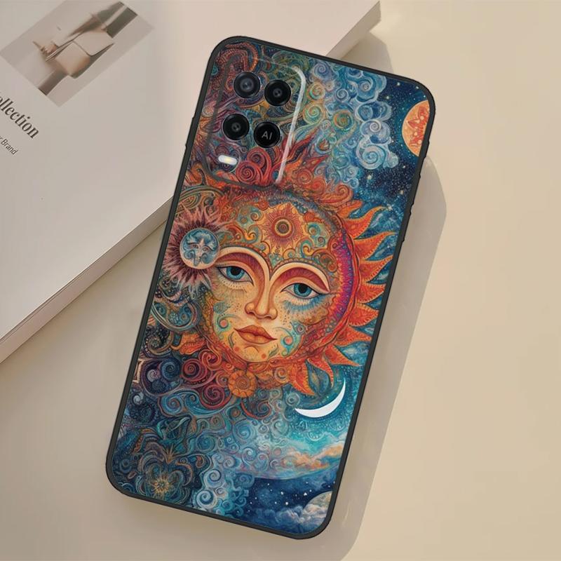 Sun Moon Aesthetic Case For Oppo A76 A96 A16 A17 A18 A60 A80 A40 A38 A58 A78 A98 A94 A74 A54 A15 A57 A77 A5 Pro