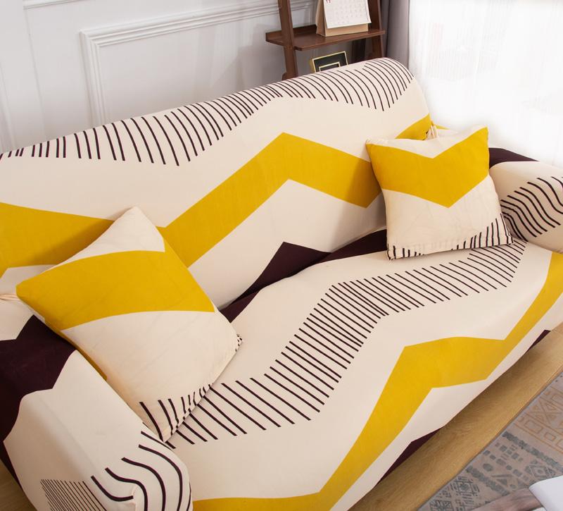 Printed Stretch Sofa Cover Elastic Polyester Spandex Couch Covers, Universal Fitted Sofa Slipcover for Sofa Furniture Protector