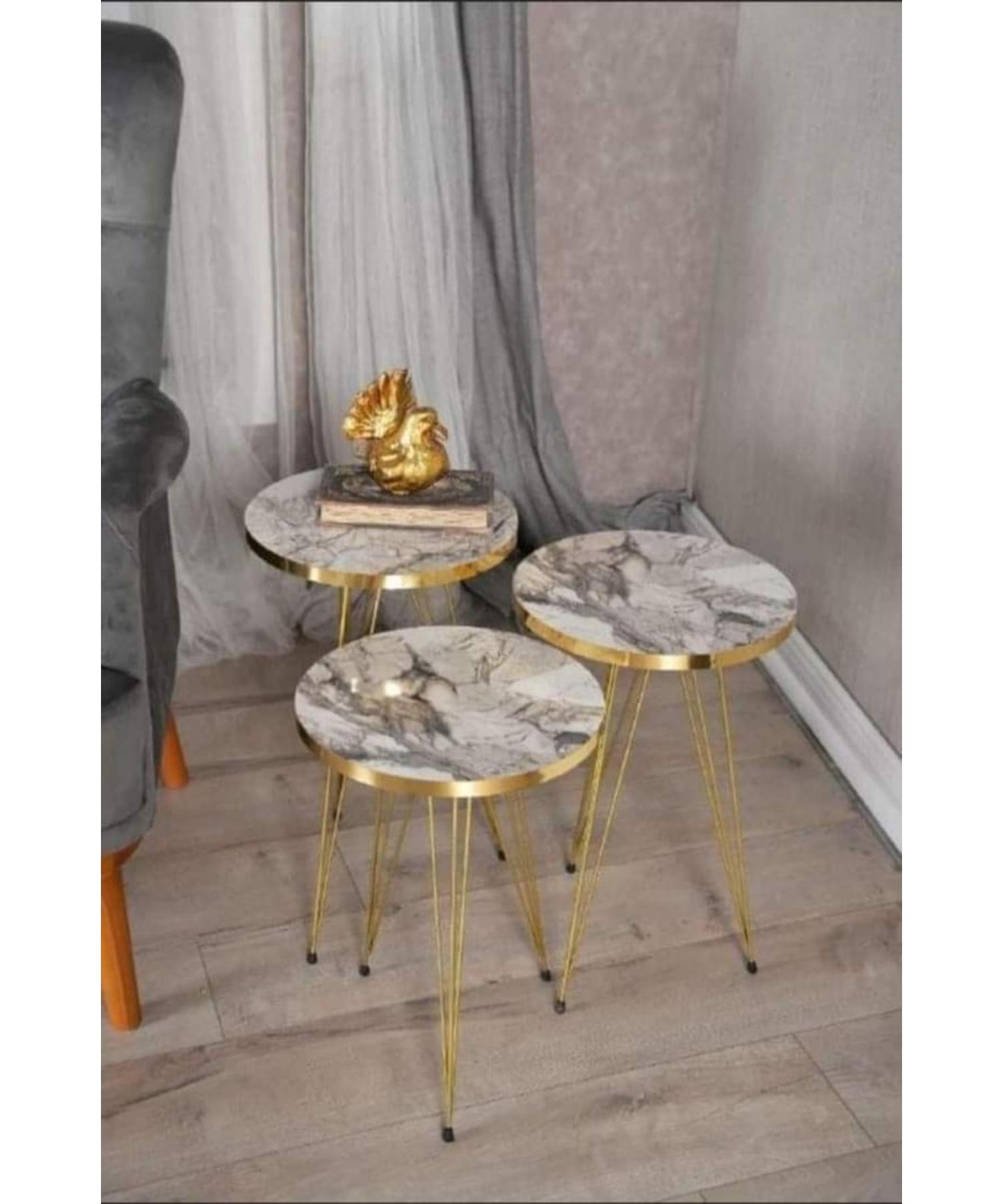 

Стол для раскладки Белый Мраморный Узор Проволочная Ножка Золотая