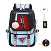 Trend Printing Student Casual Schoolbag Contrasting Color Neutral USB Backpack