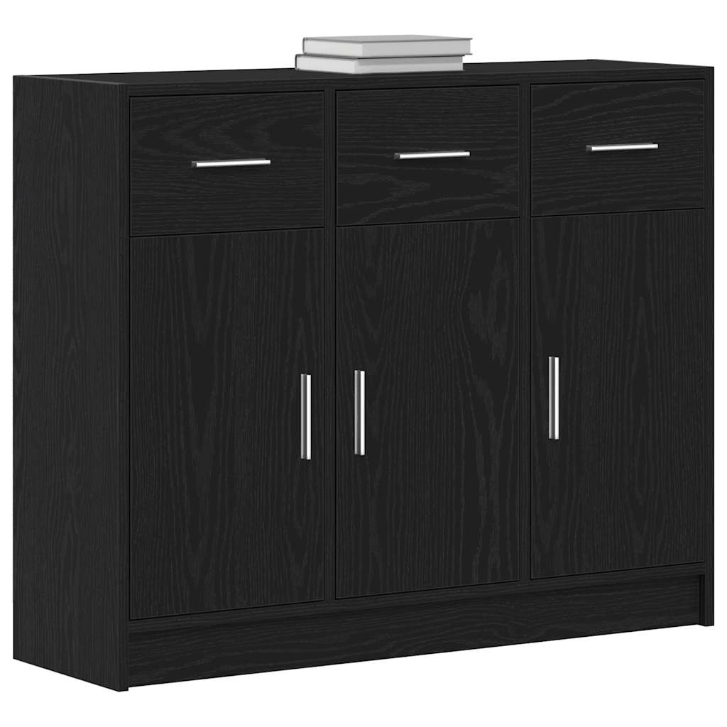 Sideboard in Black Oak Finish 91 x 28 x 75 cm Engineered Wood
