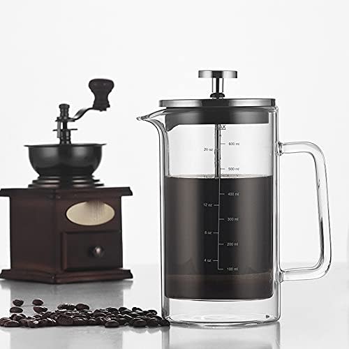 Bainiao Double-Layer High Borosilicate Glass Pressed French Coffee Pot with Filter and Scale