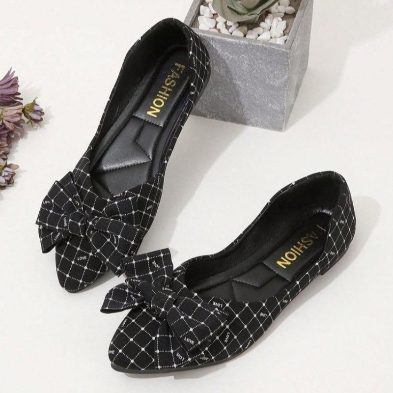 Fashion Ladies Shoes 2025 Hot Sale Shallow Women's Flats Fashion Butterfly-knot Daily Plus Size Color Matching Light Flat Low Heels