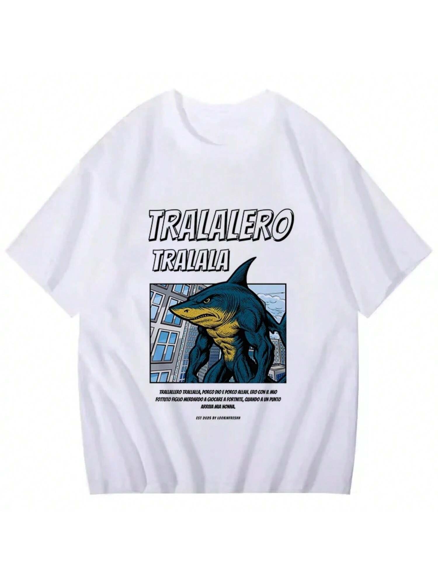 Dr?le Italien Brainrot Meme Impression T-Shirt Tralalero Tralala Tung Tung Tung Sahur Bombardiro Crocodilo T-Shirt Homes T-Shirt S