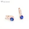 Trendy Colorful Round Crystal Drop Earrings For Women Rose Gold Color Jewelry Stylish Eardrop Gift