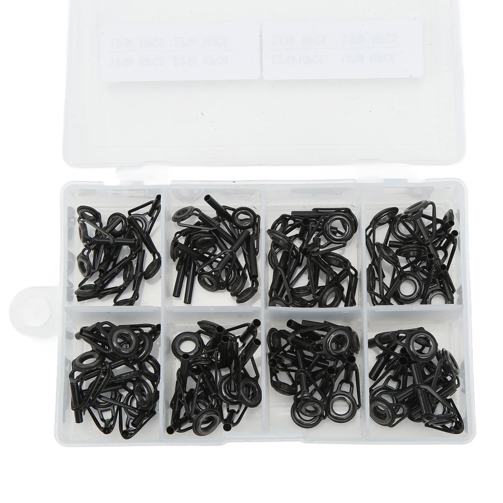 80pcs Ceramic and Stainless Steel Fishing Rod Part Tip Tops Guides Ring Kit Set
