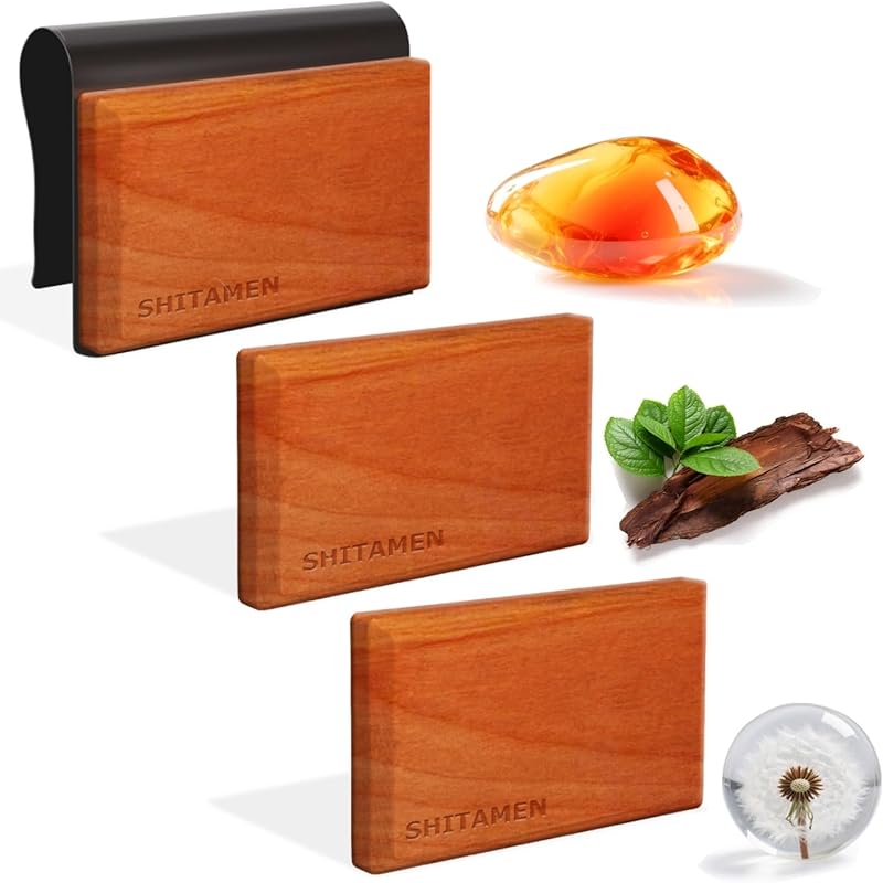 Car Air Freshener, Wood Air Freshener, Car Odor Eliminator For Visor Clip, Variety Scent Refill, Long Lasting - CLIP INCLUDED (Amber-Open Air-Teak) Amber-Open Air-Teak