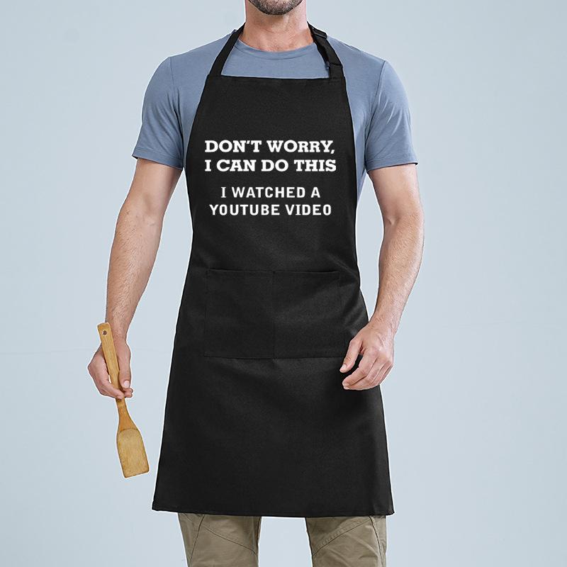 Neck Letter Printed Apron Home Kitchen Male And Female Couples Bbq Baking Catering Work Apron