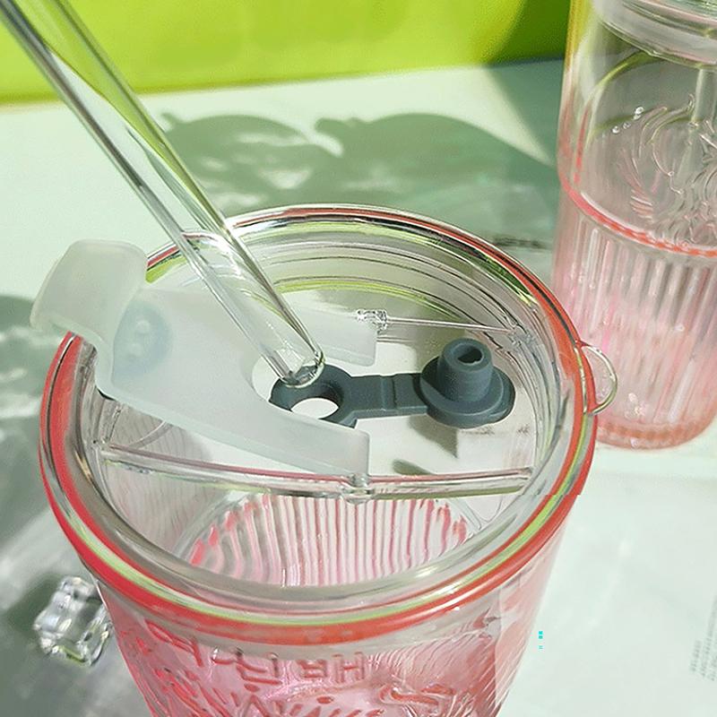 Large Capacity 600Ml Coffee Glass Straw Cup Dark Green Goddess Model Water Cup