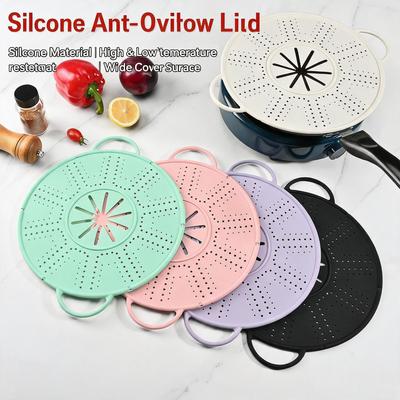 Silicone Anti-Overflow Pot Lid, Boil-Over Prevent Splatter Guard, Universal Silicone Boil Stop Lid for Porridge & Soup Cooking