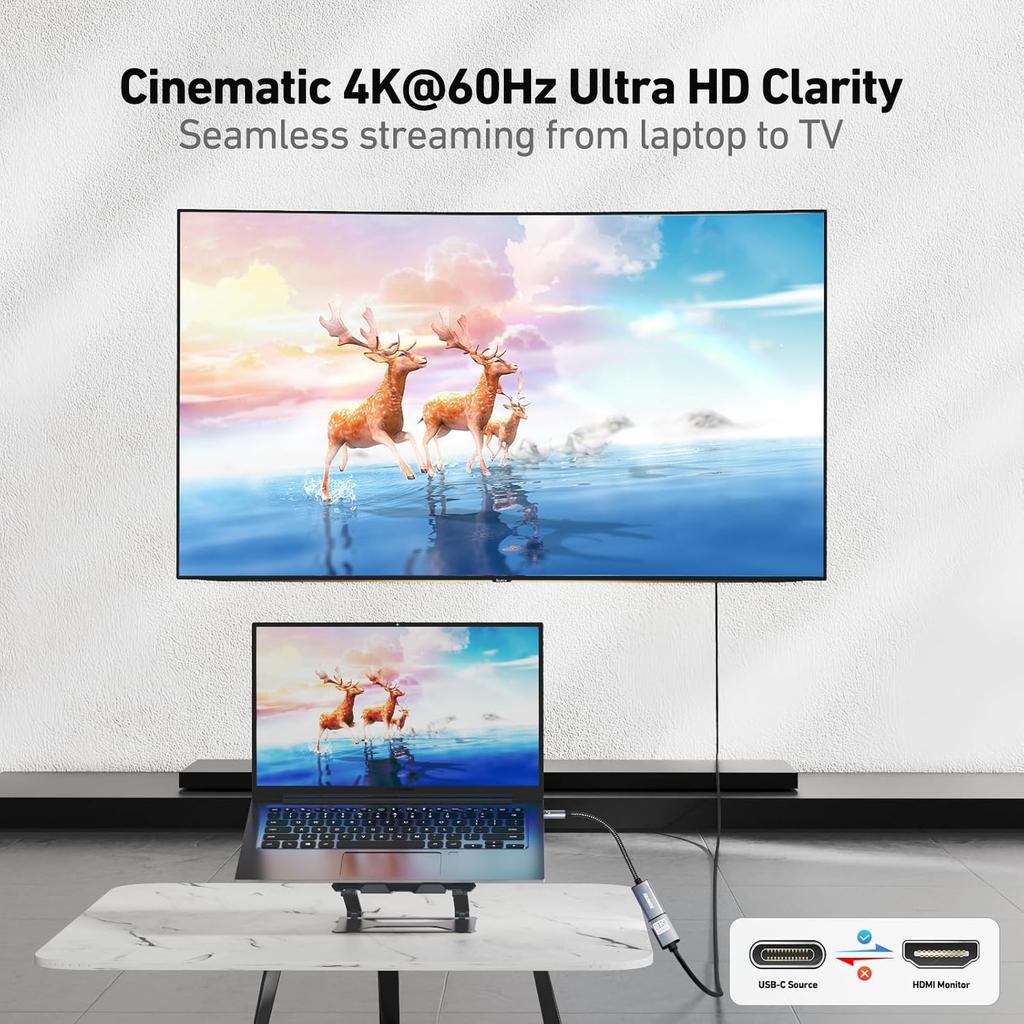 BENFEI USB C auf HDMI 4K USB HDMI Adapter Kompatibler Typ C Konverter Video Kompatibel mit iPhone 15 MacBook XPS und Mehr Adapter, Typ-C [Thunderbolt