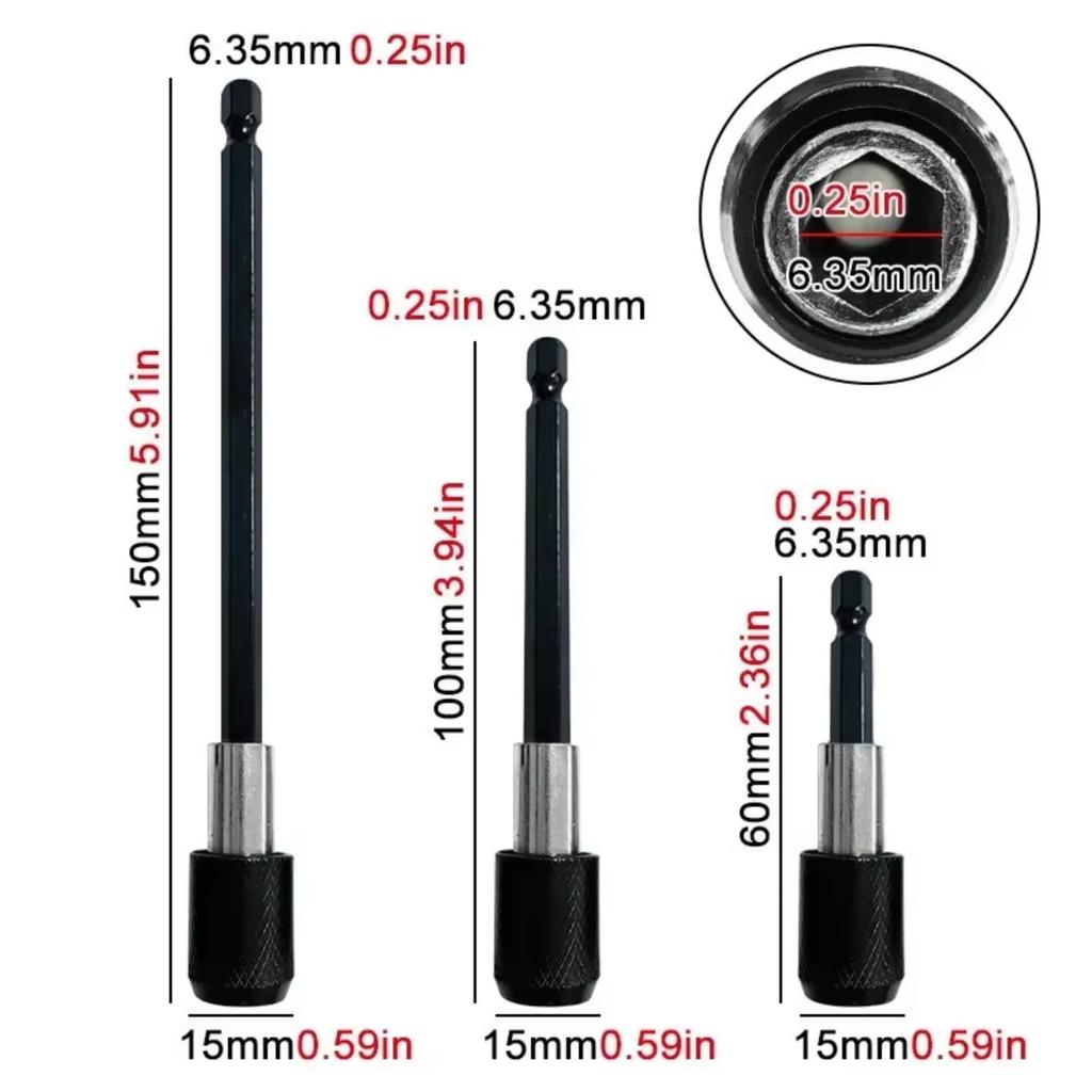 3Piece Quickly Release Screwdriver Extension Rod For Easy Operation Long Last Performances In Various Repair Tasks
