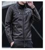 NOMSOCR Leather Biker PU Plus Men's Jacket, Outerwear, Blouson, Leather, Stand-Up Collar, Windproof, Simple, Sizes, Spring/Autumn (XL, Black)