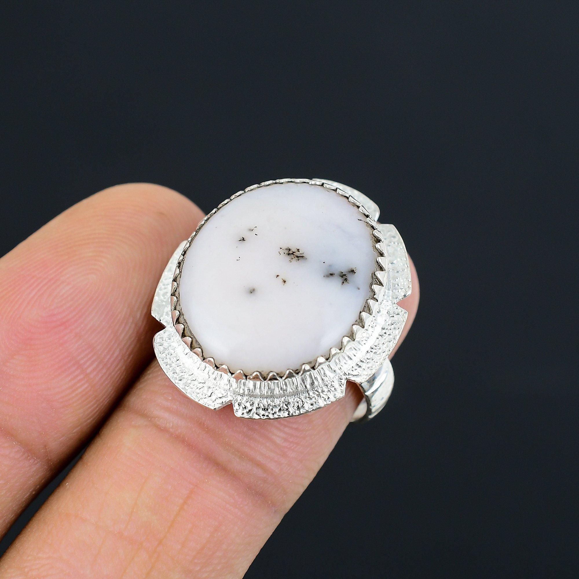 Friendship Day Sale 925 Sterling Silver Pink Opal Stone Statement Ring Size 8 8