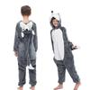 Fleece Children's Tiger Onesie Pajamas Christmas Halloween Animal Cosplay Costume Edge Wolf Print 140 Yards