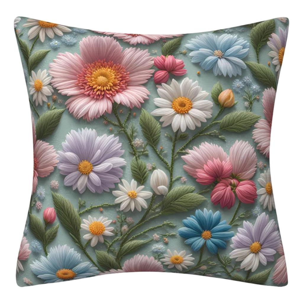 Imitation Embroidery 3D Flower Pillowcase For Spring And Summer, Fashionable And Sofa Cushion Cover