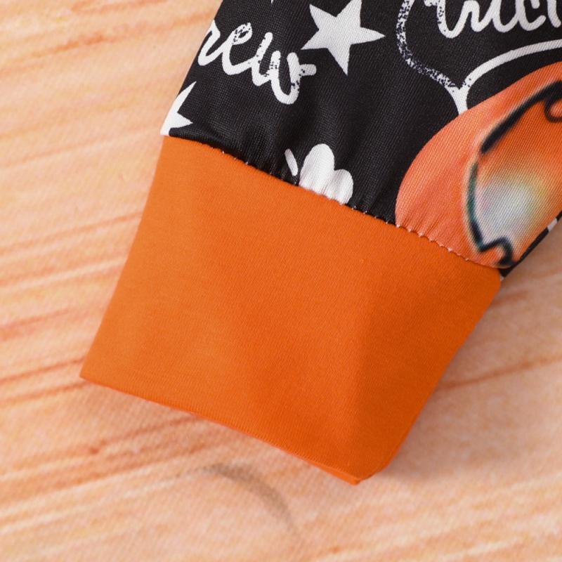 Baby Romper Pants And Hat Three Piece Set Letter Pumpkin Print Baby Halloween Costume Set