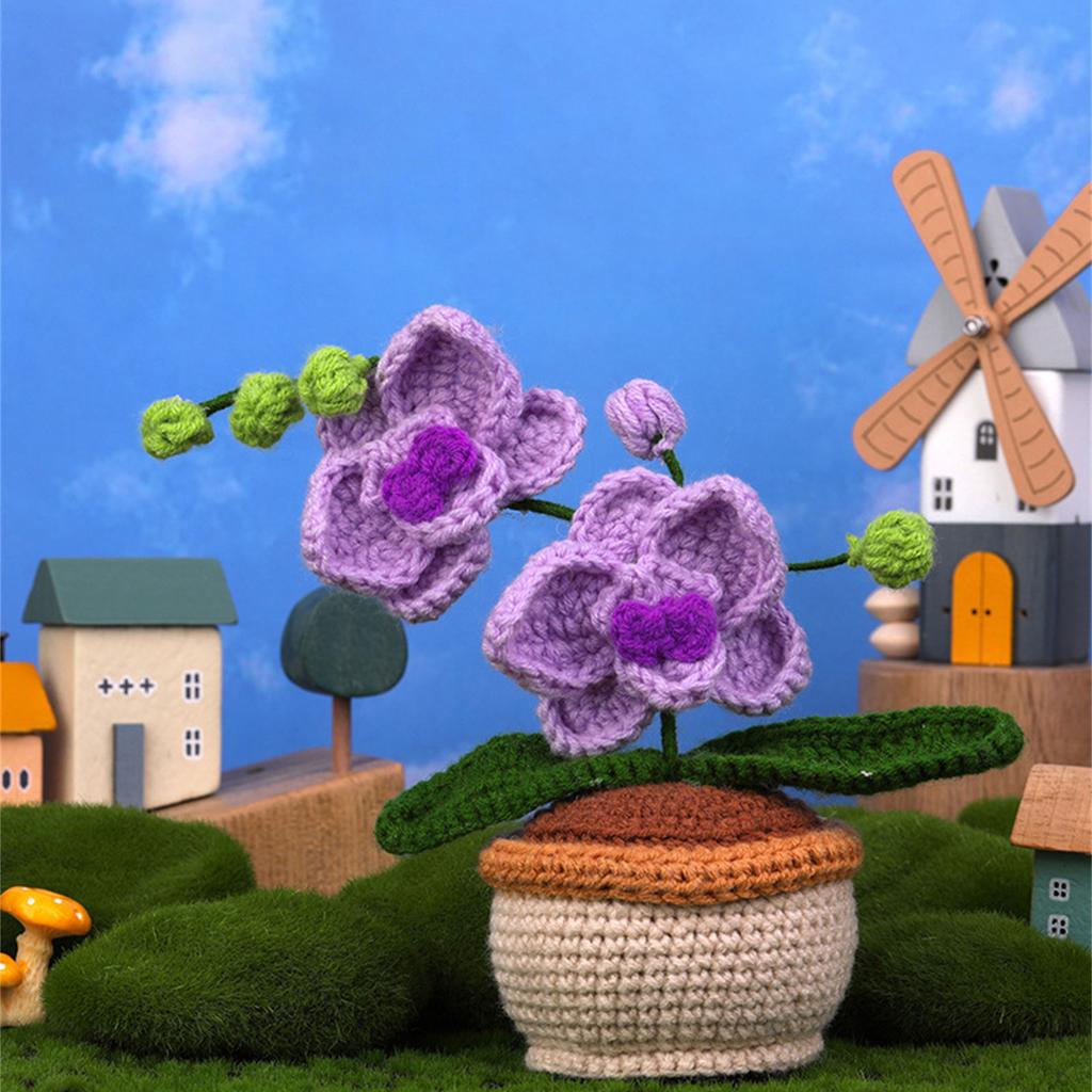 Complete DIY Potted Plant Crochet Kits for Home Decor Birthday Gift Incluing Crochet Hook Yarns Needle Instructions