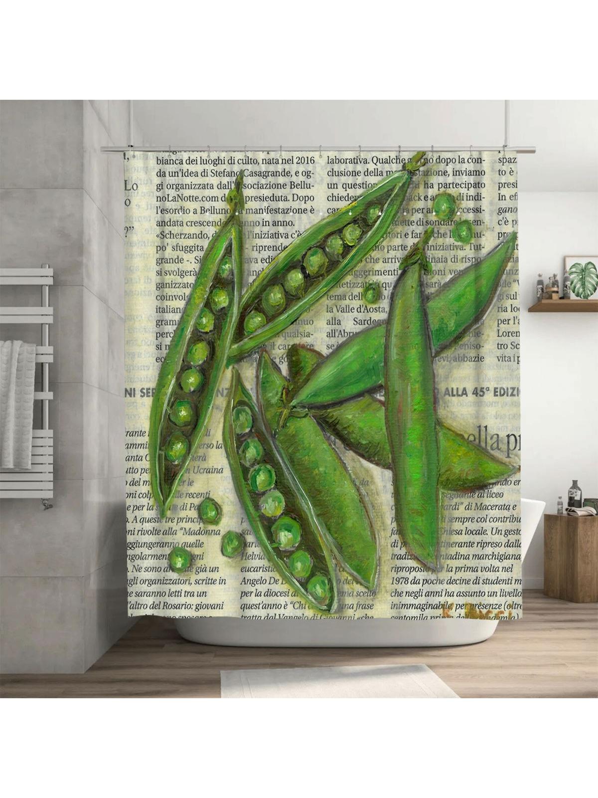 Artistic Peas Shower Curtain | Vintage Newspaper Background 90X180cm