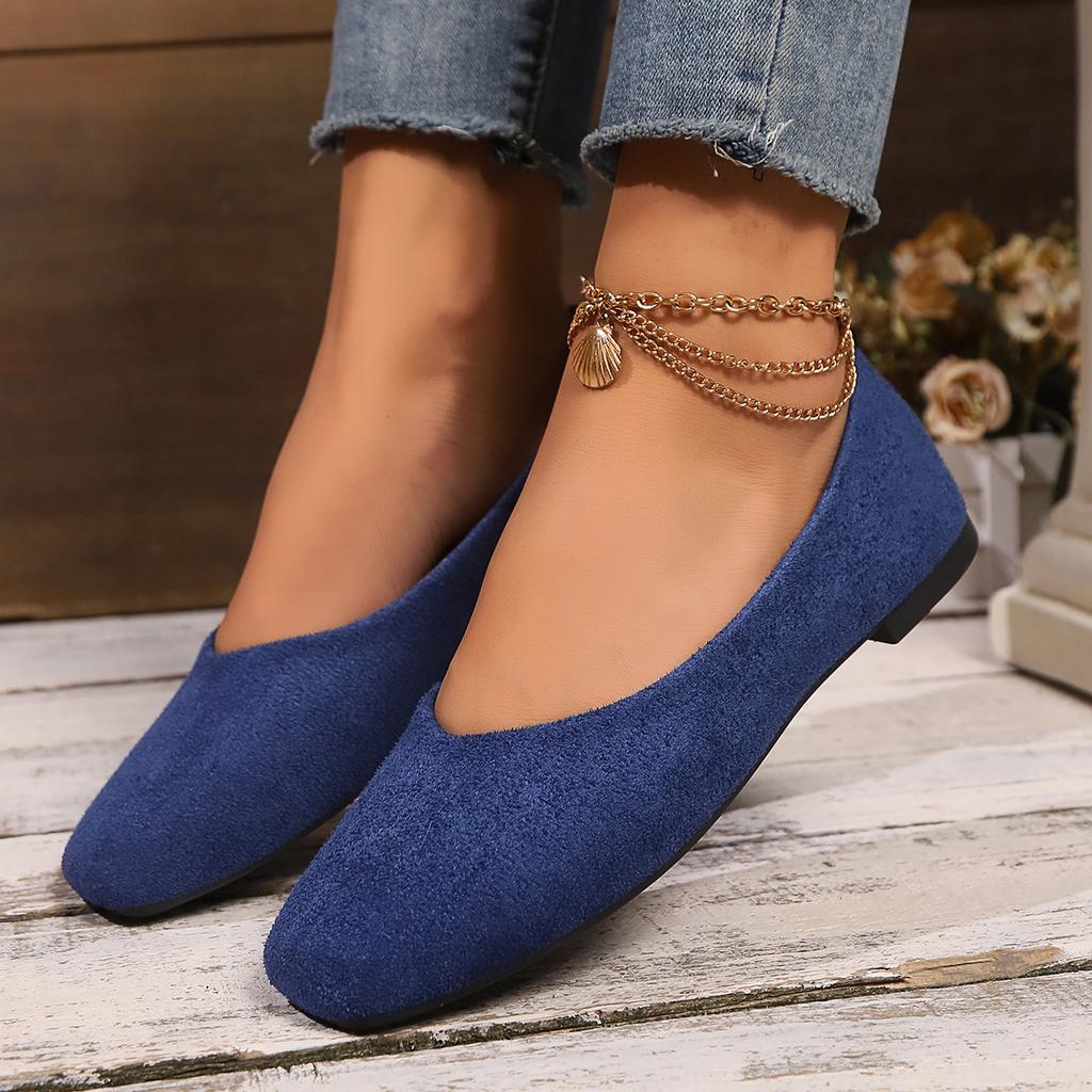 Plus Size 36-43 Women Flats Slip On Flat Shoes Candy Color Woman Boat Shoes Black Loafers Faux Suede Ladies Ballet Flats Shoes