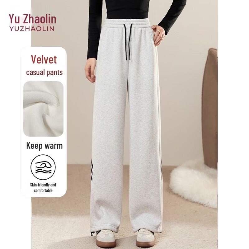 Yuzhaolin Women s Fleece-Lined Straight Leg Casual Pants S