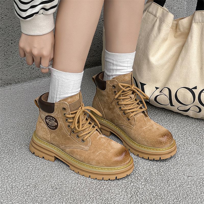 Martin boots men's British style autumn and winter velvet tooling snow boots men's medium yellow boots 6516-K