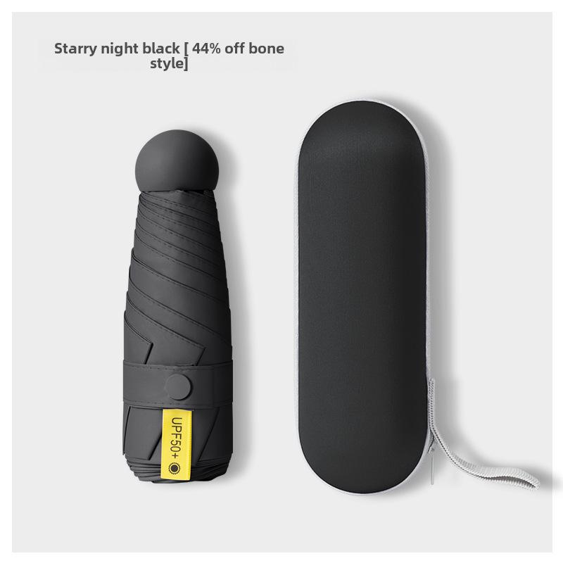Portable Women's Sun Protection Umbrella - Mini Black Capsule Design