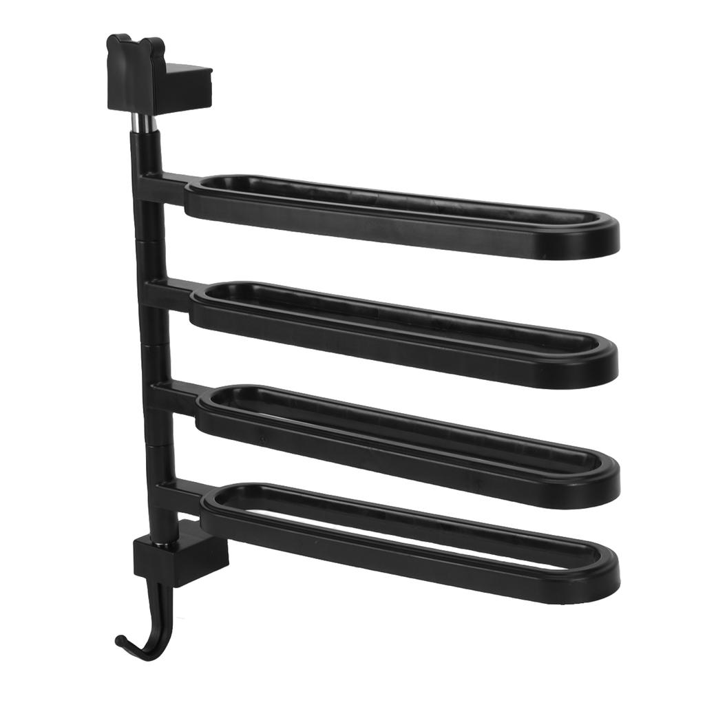 Towel Bar High Strength ABS Multi Arm Wall Mounted Towel Rack Holder with Hook for Bathroom Black