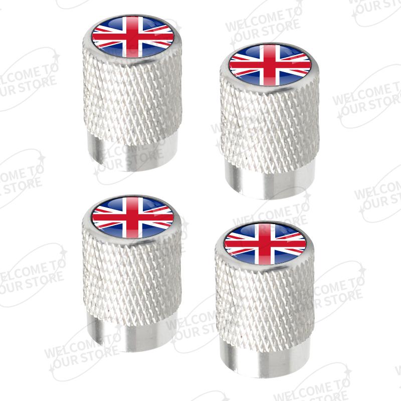 Aluminum For Union Jack Flag Logo Mini Cooper Jaguar Land Rover Vauxhall Lotus 4pcs Car Decor Wheel Tire Valve Caps Stem Cover TB1