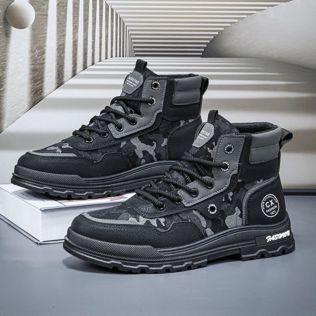 Men's High Top Large Size 46 Sports Martin Boots Extra Large Size Outdoor Tooling Boots Fashion Camouflage Spring and Autumn Men's Boots