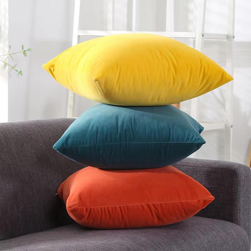 Candy Color Cushion Cover Solid Color Velvet Cushion Cover For Sofa Car Home Decorative Pillow Cover Simple Decoration 50*50cm