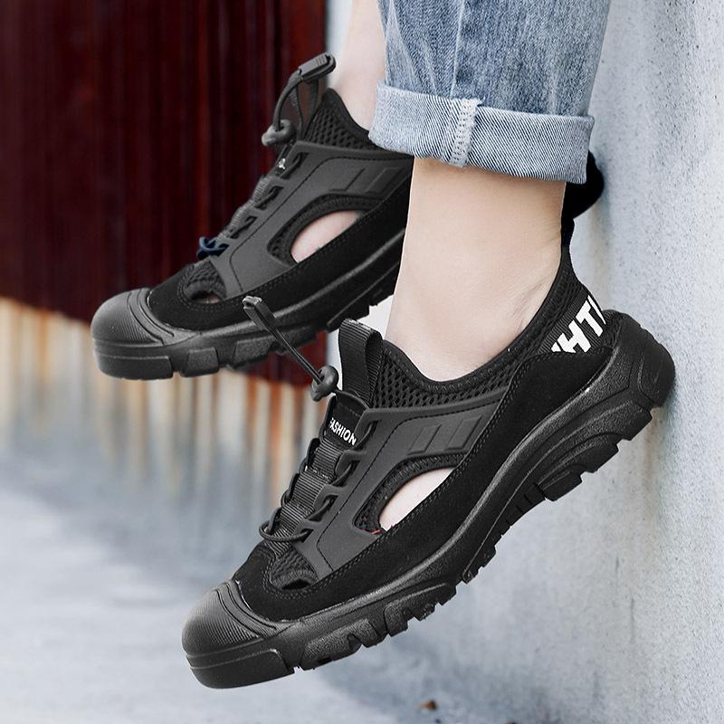 Summer Men's Sandals Classic  Leather Sandals Fashion Outdoor Hiking Shoes Light Breathable Non-slip Sneakers
