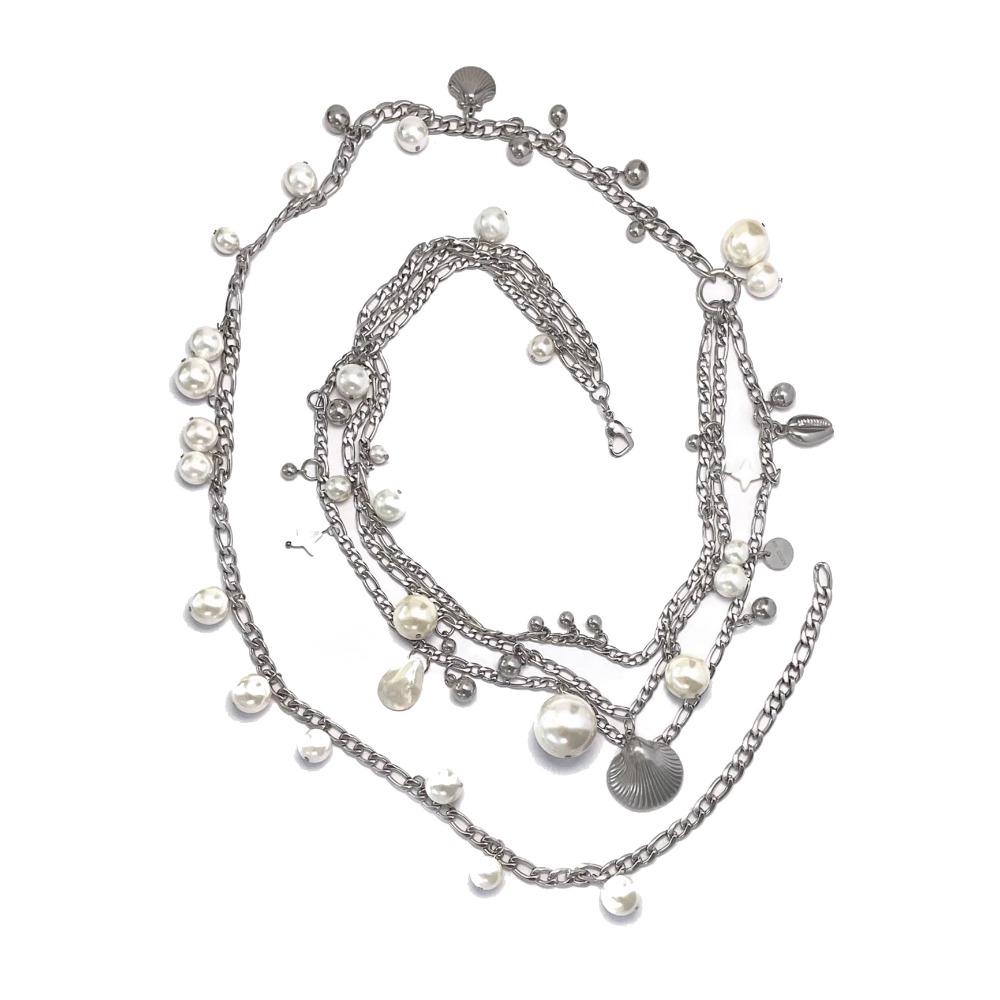 Korean Style Fresh Waist Chain Love Pendant Women's Body Jewelry Bow Pearl Waist Chain  Decoration