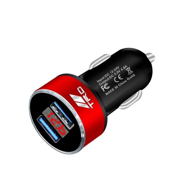 Autoladegerät 2 USB-Anschlüsse Schnellladung Digitalanzeige Autozubehör für Toyota GR TRD Fortuner Chr Verso Prius Hiace Yaris Trd Camry
