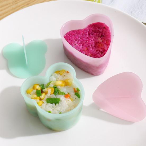 1 Set DIY Japanische Kinder Reisbällchenform Lebensmittelqualität Presse Design Niedliche Bärenblüte Herzförmige Sushi-Form Küchenzubehör