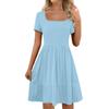 Women's Short Sleeve Square Collar Black Earrings Sexy Short Dress