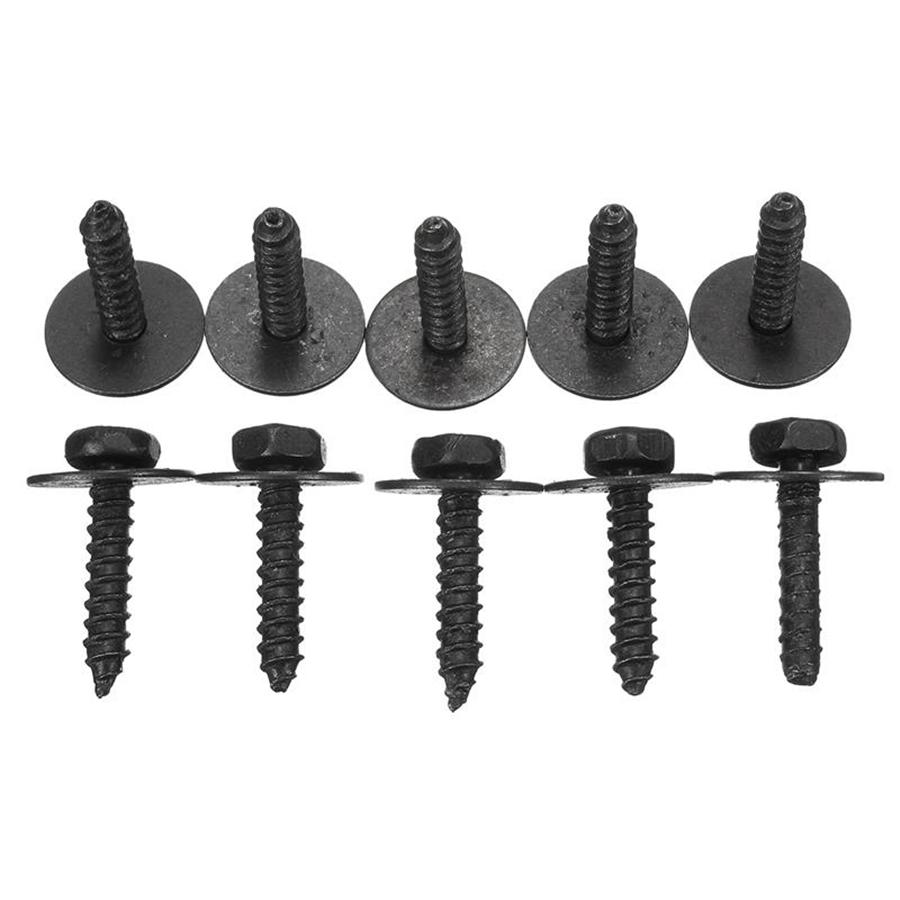 100Pcs Screws Metal Car Body Fender Bumper Retainer Clips Black Phosphate Finish