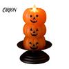 Stacked Pumpkin Lanterns Halloween 3 Tier Candle Light, Flickering Flameless LED Fall Atmosphere Ornaments Candle, Battery Operated Fake Pillar