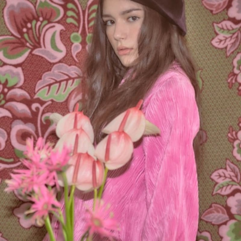 SHINJEO Velvet Beret _ Burgundy