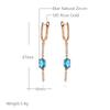 Luxury Blue Natural Zircon Wedding Long Drop Earrings Fashion  Rose Gold Crystal Accessories For Women Daily Jewelry