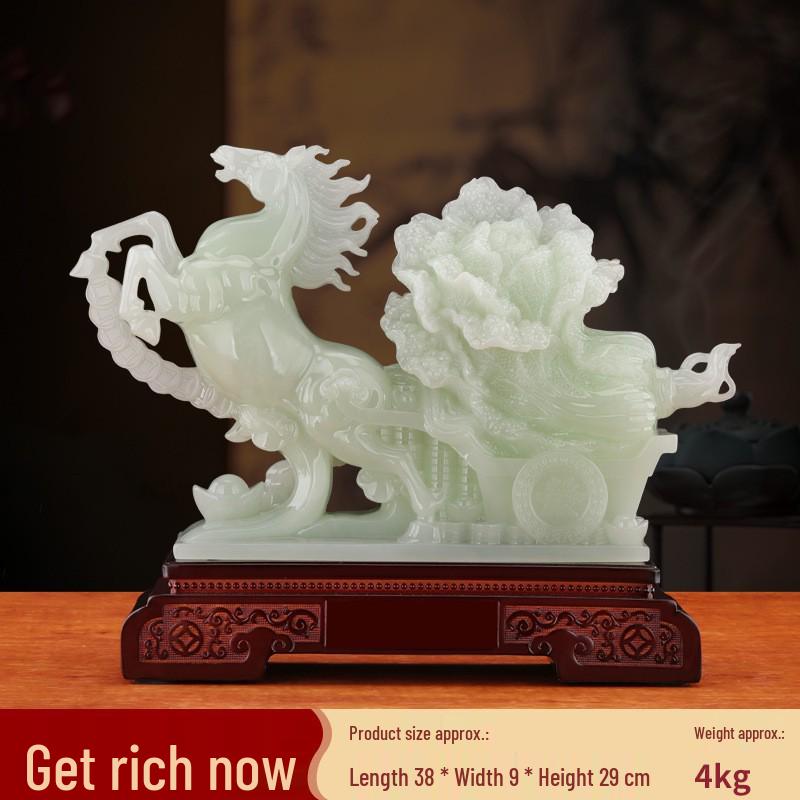 Jade Horse Figurine: Auspicious Zodiac Ornament for Wealth and Peace