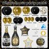 2026 Happy New Year Black Gold Balloon Set – Digital and Foil Decorations