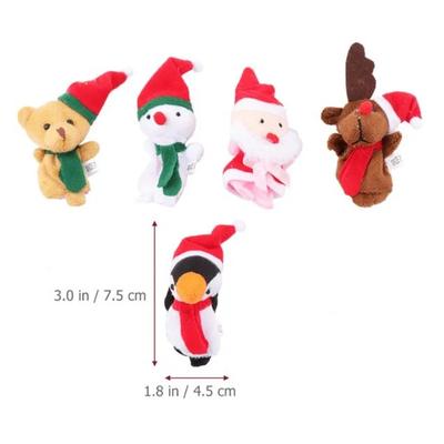 5PCS Christmas Finger Puppets Toys for Kids Elk Santa Claus Snowman Penguin Character Party Favors Finger Hands Party Toys